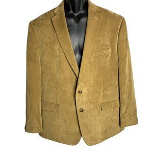 Chaps Micro Corduroy Blazer Sport Coat 48R Tan Two Button Lined Pockets Notch